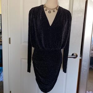 Bailey 44 black, silver party dress with side ruching size small